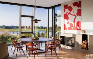 A geometric Hamptons house by Leroy Street Studio and decorator Thad Hayes Design-dining-area.jpg